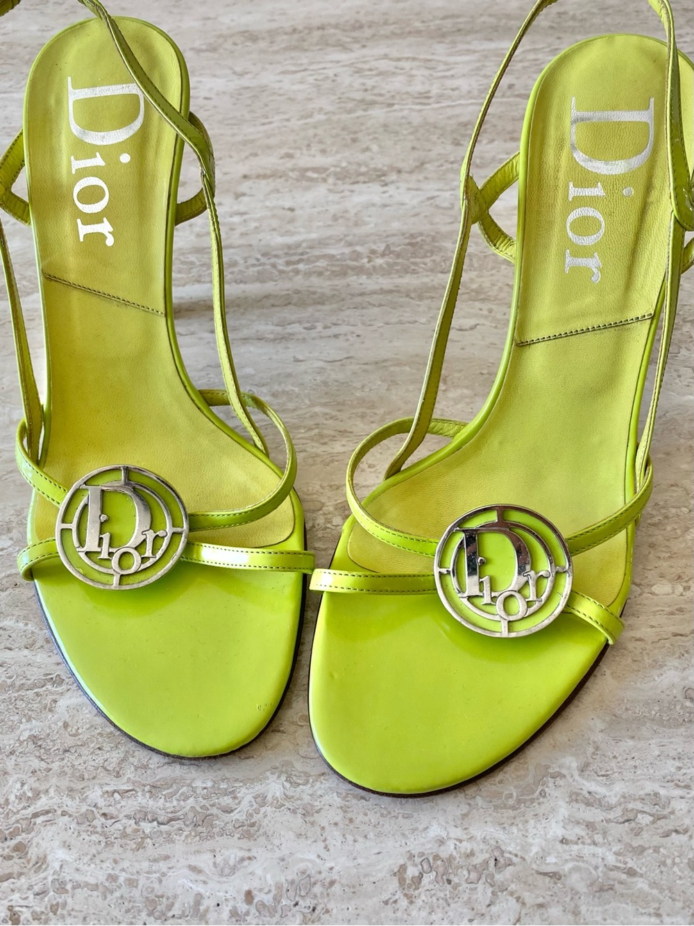 Vintage Dior Circle Logo Appliqué Slingback Sandal Heels - Picture 6 of 11